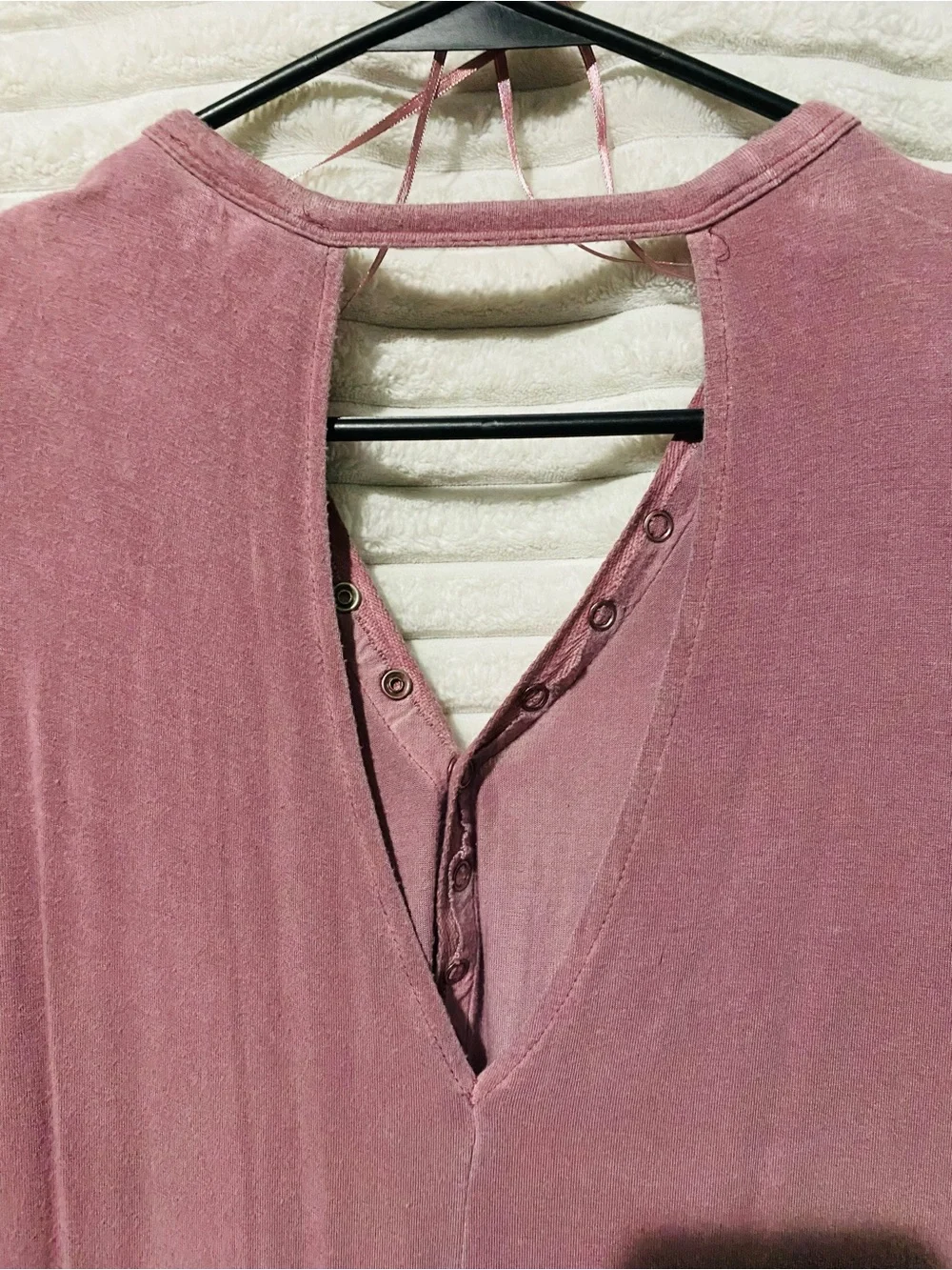 Cloud Chaser Short-Sleeve Henley Tunic in Dusty Rose